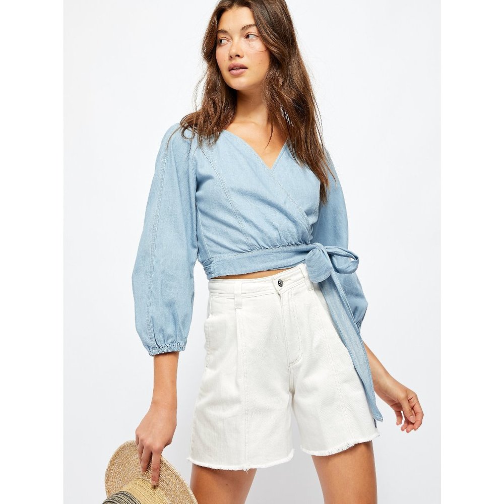 NWT Free People Sophie Denim Top / Medium Wash